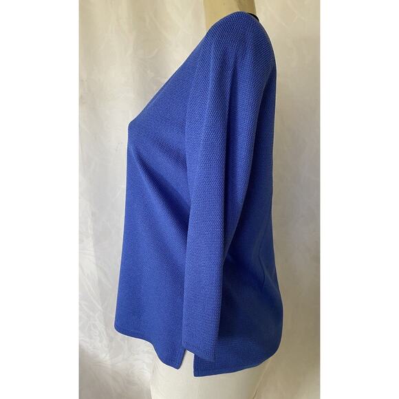 Exclusively Misook Blue Black Jacket Cardigan Sweater 3/4 Sleeve Texture… - Picture 3 of 6